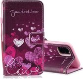 Voor iPhone 11 Horizontale lederen flip-hoes met houder en kaartsleuven en portemonnee (brief en hart)
