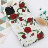 Voor iPhone 11 Pro Max Flower Pattern TPU Protecitve Case (Red Rose)