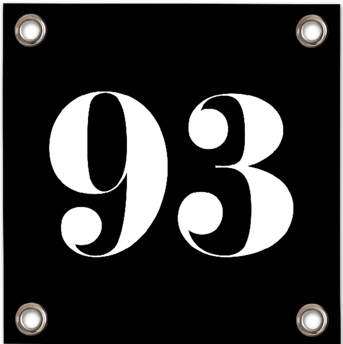 Huisnummer 93 zwart - Huisnummers - PVC- Vinyl- Zeildoek - 30x30cm