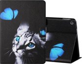 Voor Amazon Kindle Fire HD10 2015/2017/2019 Gekleurde Tekening Horizontale Flip Leren Case met Houder & Kaartsleuven & Slaap / Wekfunctie (Butterfly Cat)