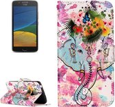 Voor Motorola Moto G5 Gloss Oil Reliëf Bloem Olifant Patroon Horizontale Flip Lederen Case met Houder & Kaartsleuven & Portemonnee & Fotolijst