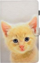 Voor Kindle Fire HD 8 2016/2017 Geschilderde horizontale platte lederen tas met slaapfunctie & kaartsleuf & gesp Antislipstrip & beugel & portemonnee (schattige kat)