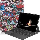 Voor Microsoft Surface Go 2 / Surface Go Gekleurde tekening Spanning Elastische textuur Horizontale flip lederen tas met houder (graffiti)