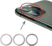 3 PCS achteruitrijcamera glazen lens metalen beschermring ring voor iPhone 11 Pro & 11 Pro Max (zilver)