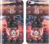 Voor iPhone 6 / 6s 3D-schilderij Gekleurd tekeningpatroon Horizontaal Flip TPU + PU-lederen hoes met houder & kaartsleuven & portemonnee & lanyard (Dream Lion)