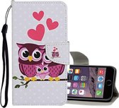 Voor iPhone 6 Plus / 6s Plus Gekleurde tekening Patroon Horizontale flip lederen hoes met houder & kaartsleuven & portemonnee (Owl Family)