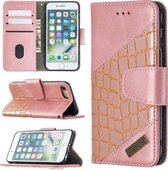 Voor iPhone 8/7 bijpassende kleur krokodil textuur horizontale flip PU lederen tas met portemonnee & houder & kaartsleuven (rose goud)