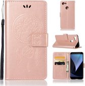 Windgong Uil Reliëfpatroon Horizontale Leren Flip Case voor Google Pixel 3, met houder & kaartsleuven en portemonnee (roségoud)