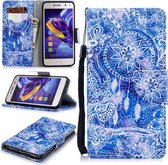 Voor Huawei Y5 (2017) Gekleurde tekening Patroon Horizontaal Flip TPU + PU lederen tas met houder & kaartsleuven & portemonnee & lanyard (blauw windgong)