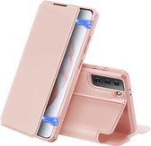 Voor Samsung Galaxy S21 5G DUX DUCIS Skin X Serie PU + TPU Horizontale Flip Leren Case met Houder & Kaartsleuven (Rose Goud)