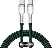 Baseus CATJK-C06 Cafule-serie 100W Type-C / USB-C naar Type-C / USB-C metalen oplaadgegevenskabel, lengte: 1m (donkergroen)