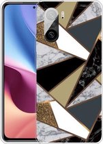 Voor Xiaomi Redmi K40 / K40 Pro Frosted Fashion Marble Shockproof TPU beschermhoes (Rhombus Golden Yellow)