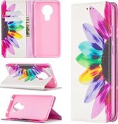 Voor Nokia 5.3 Gekleurde Tekening Patroon Onzichtbare Magnetische Horizontale Flip PU Lederen Case met Houder & Kaartsleuven & Portemonnee (Zon Bloem)