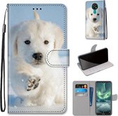 Voor Nokia 7.2 Gekleurde Tekening Cross Textuur Horizontale Flip PU Lederen Case met Houder & Kaartsleuven & Portemonnee & Lanyard (Sneeuw Puppy)