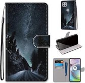 Voor Motorola Moto G 5G Gekleurde Tekening Cross Textuur Horizontale Flip PU Lederen Case met Houder & Kaartsleuven & Portemonnee & Lanyard (Mountain Road Sterrenhemel)