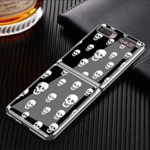 Voor Samsung Galaxy Z Flip 5G GKK Plating Glas + PC Opvouwbaar Geschilderd Patroon Case (Zwart Skelet)