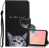 Voor Samsung Galaxy A72 5G Gekleurde Tekening Patroon Horizontale Flip Leren Case met Houder & Kaartsleuven & Portemonnee & Lanyard (Kleine Kat)