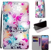 Voor Huawei P20 Pro Gekleurde Tekening Cross Textuur Horizontale Flip PU Lederen Case met Houder & Kaartsleuven & Portemonnee & Lanyard (Gradiënt Kleurrijke Bloem)
