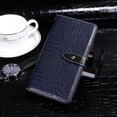 Voor HTC Desire 20+ idewei Crocodile Texture Horizontale Flip Leather Case met houder & kaartsleuven & portemonnee (donkerblauw)