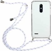 Voor LG K11 Vierhoekige schokbestendige transparante TPU beschermhoes met draagkoord (wit)
