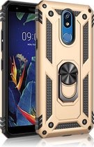 Voor LG K40 schokbestendige TPU + pc-beschermhoes met 360 graden roterende houder (goud)