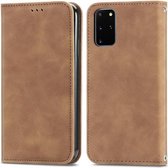 Voor Samsung Galaxy S20 Plus Retro Skin Feel Business Magnetische Horizontale Flip Leren Case met Houder & Kaartsleuven & Portemonnee & Fotolijst (Bruin)