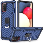 Voor Samsung Galaxy A02s (EU-versie) Cool Armor PC + TPU schokbestendig hoesje met 360 graden rotatie ringhouder (blauw)