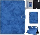 Voor iPad Air 2020 10.9 Marmeren Stijl Doek Textuur Lederen Case met Beugel & Kaartsleuf & Pen Slot & Anti slip Strip (Blauw)