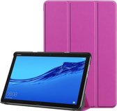 Voor Huawei MediaPad M5 Lite 10,0 inch Custer-patroon Pure kleur Horizontale flip lederen tas met drie-vouwbare houder en met slaap- / wekfunctie (paars)