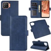 Voor OPPO F17 Dubbelzijdige magnetische gesp Horizontale flip lederen tas met houder & kaartsleuven en portemonnee (donkerblauw)