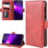 Voor Motorola One Macro / G8 Play Wallet Stand Lederen mobiele telefoonhoes met portemonnee & houder & kaartsleuven (rood)