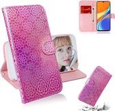 Voor Xiaomi Redmi 9C Effen Kleur Kleurrijke Magnetische Gesp Horizontale Flip PU Lederen Case met Houder & Kaartsleuven & Portemonnee & Lanyard (Roze)