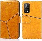 Voor Xiaomi Mi 10T / 10T Pro Geometrische stiksels Horizontale flip TPU + PU lederen tas met houder & kaartsleuven & portemonnee (goud)