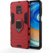 Voor Geschikt voor Xiaomi Redmi Note 9 Pro Max PC + TPU Anti-val beschermende schaal met magnetische ringbeugel (rood)