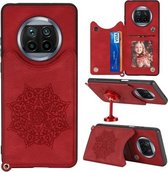 Voor Xiaomi Mi 10T Lite 5G Mandala reliëf PU + TPU-hoesje met houder & kaartsleuven & fotolijst & riem (rood)