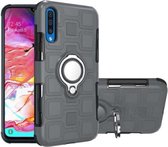 Voor Galaxy A70 2 in 1 kubus pc + TPU beschermhoes met 360 graden draaien zilveren ringhouder (grijs)