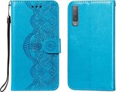 Voor Samsung Galaxy A7 (2018) Flower Vine Embossing Pattern Horizontale Flip Leather Case met Card Slot & Holder & Wallet & Lanyard (Blue)