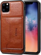 Voor iPhone 11 Pro Dibase TPU + PC + PU Crazy Horse Texture beschermhoes met houder en kaartsleuven (bruin)