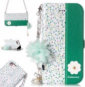 Voor iPhone 7 & 8 Orchidee Bloempatroon Horizontale Leren Flip Case met Houder & Kaartsleuven & Parelbloem Ornament & Ketting