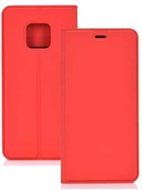 Ultradunne geperste magnetische TPU + PU lederen hoes voor Huawei Mate 20 Pro, met kaartsleuf en houder (rood)