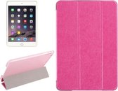 Horizontale leren flip-case met zijdetextuur en drie-uitklapbare houder voor iPad Mini 2019 (magenta)