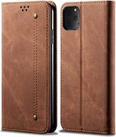 Voor iPhone 11 Pro Max Denim Texture Casual Style Horizontale Flip Leather Case met houder & kaartsleuven & portemonnee (bruin)