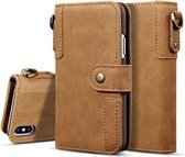 Voor iPhone XS Max koeienhuid textuur horizontale flip lederen tas met houder & kaartsleuven & portemonnee & lanyard (bruin)