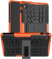 Voor Huawei MatePad T8 Bandentextuur Schokbestendig TPU + PC beschermhoes met houder (oranje)