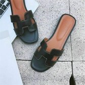 Platte bodem effen kleur dames strand vrijetijdsschoenen, schoenmaat: 39 (zwart)