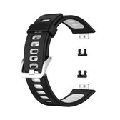 Voor Huawei Watch Fit Tweekleurige siliconen vervangende band Horlogeband (zwart + wit)