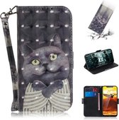 3D Schilderen Patroon Gekleurde Tekening Horizontale Flip Leren Case met Houder & Kaartsleuven & Portemonnee Voor Nokia 8.1 / X7 (Hug Cat)