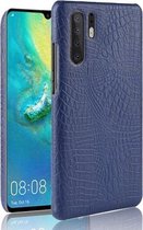 Schokbestendig Crocodile Texture PC + PU-hoesje voor Huawei P30 Pro (blauw)