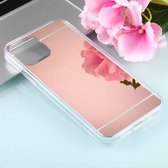 Voor iPhone 12 Pro Max TPU + acryl luxe plating spiegel telefoonhoesje (roségoud)