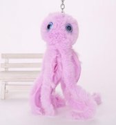 Pluche Cool Octopus Soft Pompom Fluffy Fur Keychain (Magenta)